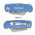 Box Cutters & Utility Knives | Great Neck 12113 2 in. Blade 3.5 in. Aluminum Handle 1 Utility Blade Sheffield Folding Lockback Knife - Blue image number 2