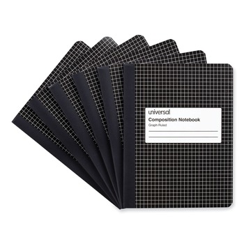 Universal UNV20957 100 Sheets 9.75 in. x 7.5 in. 4 sq-in. Quadrille Rule Composition Book - Black Marble (6/Pack)