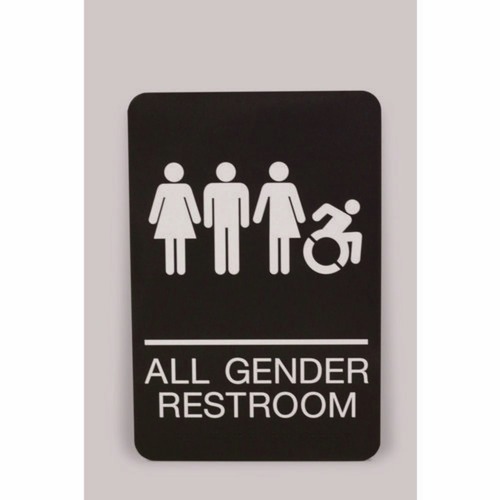 Floor Signs & Safety Signs | Headline Sign 7781 6 x 9 All Gender Restroom ADA Sign - Black Face/White Graphics image number 0