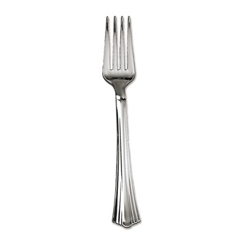WNA WNA 610155 Reflections Design Heavyweight Plastic Forks - Silver (600/Carton)