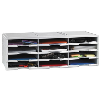 Storex 61601U01C 12 Compartments 10.63 in. x 13.3 in. x 31.4 in. Literature Organizer - Gray