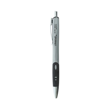 Universal 39724 0.7 mm. Medium Comfort Grip Retractable Gel Pen - Black Ink, Gray/Black/Silver Barrel (36/Pack)