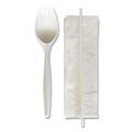 Cutlery | Boardwalk BWKSCHOOLKITPP 5.31 in. Mediumweight Plastic School Cutlery Napkin/Spork/Straw Kit - White (1000/Carton) image number 1
