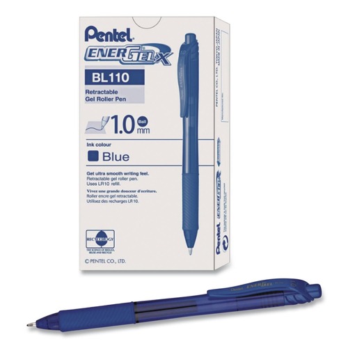 Pens | Pentel BL110-C 1 mm EnerGel-X Gel Pen - Bold/Blue Ink/Translucent Blue/Blue Barrel (1-Dozen) image number 0