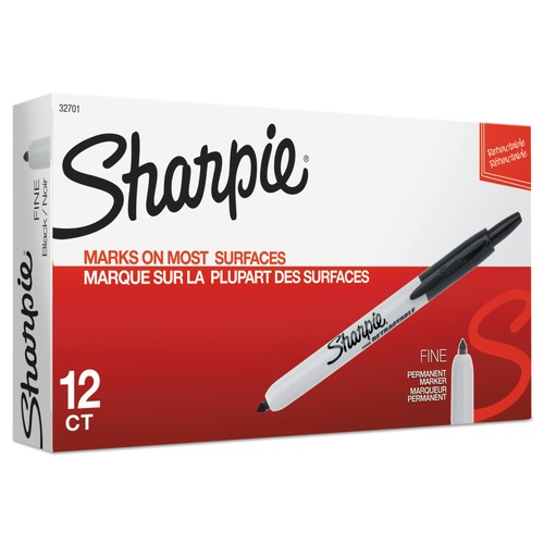 Back to School Sale | Sharpie 32701 Fine Bullet Tip Retractable Permanent Marker - Black (1-Dozen) image number 0