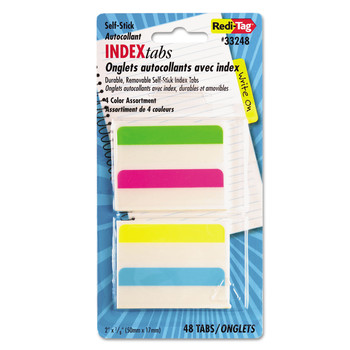Redi-Tag B33248 2 in. Wide 1/5-Cut Write-On Index Tabs - Assorted Colors (48/Pack)