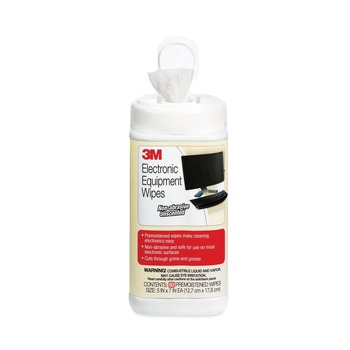 3M CL610 5.5 in. x 6.75 in. 1-Ply Electronic Equipment Cleaning Wipes - Unscented, White