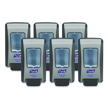 PURELL 5234-06 FMX-20 6.5 in. x 4.65 in. x 11.86 in. 2,000 mL Soap Push-Style Dispenser - Graphite/Chrome (6/Carton)