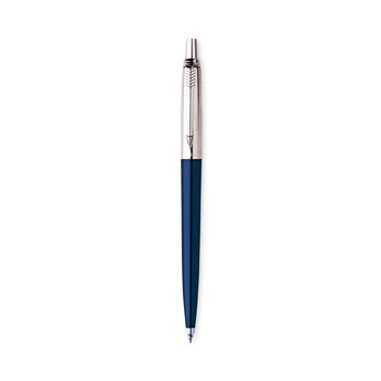 Parker 1953186 1 mm Medium Jotter Retractable Ballpoint Pen - Blue Ink, Royal Blue/Chrome Barrel