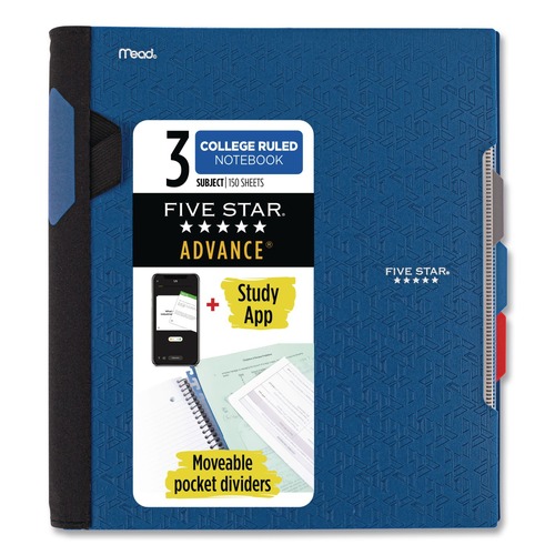 Notebooks & Pads | Five Star 06324 11 in. x 8.5 in. Sheets 3-Subject Medium/College Rule Advance Wirebound Notebook - Randomly Assorted Cover Color image number 0