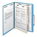 File Folders | Smead 13701 2 in. Expansion 1 Divider Letter Size 4 SafeSHIELD Fasteners Top Tab Classification Folders - Blue Exterior (10/Box) image number 6