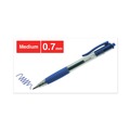Pens | Universal UNV39913 0.7 mm. Medium Comfort Grip Retractable Gel Pen - Blue Ink, Clear/Blue Barrel (1-Dozen) image number 3