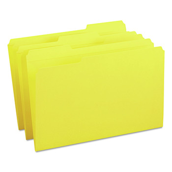 Smead 17934 0.75 in. Expansion Assorted 1/3-Cut Tabs Legal Size Reinforced Top Tab Colored File Folders - Yellow (100/Box)