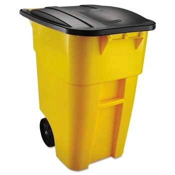 Rubbermaid Commercial FG9W2700YEL 50 Gallon Molded Plastic Square Brute Rollout Container - Yellow