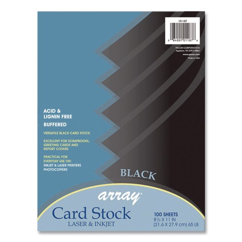 Cover & Cardstock | Pacon P101187 8.5 x 11 65 lb Cover Weight Array Card Stock - Black (100/Pack) image number 0