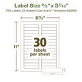 Labels | Avery 48266 0.66 in. x 3.44 in. EcoFriendly Permanent File Folder Labels - White (30/Sheet, 25 Sheets/Pack) image number 4
