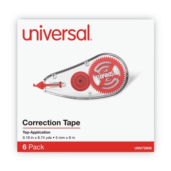 Universal UNV75606 0.2 in. x 315 in. Correction Tape Dispenser (6/Pack)