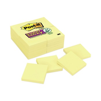  | Post-it Notes Super Sticky 654-24SSCY 3 in. x 3 in. Pads Value Pack in Canary Yellow (24 Pads/Pack)