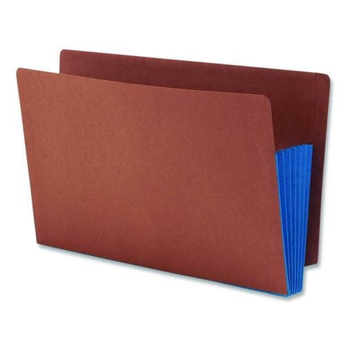 File Folders | Smead 74689 5.25 in. Expansion Legal Size Fully Lined 6.5 in. High Gussets Drop-Front End Tab File Pockets - Redrope/Blue (10/Box) image number 0