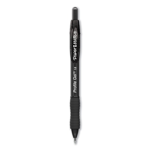 Pens | Paper Mate 2095465 Profile 1 mm Retractable Gel Pen - Black Ink/Translucent Black Barrel/Bold (1-Dozen) image number 0