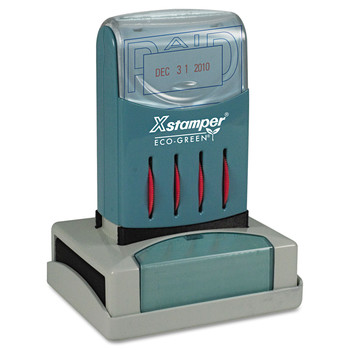 PRODUCTS | Xstamper ECO-GREEN 66210 VersaDater 2.13 in. x 1.31 in. PAID Message Dater - Blue/Red