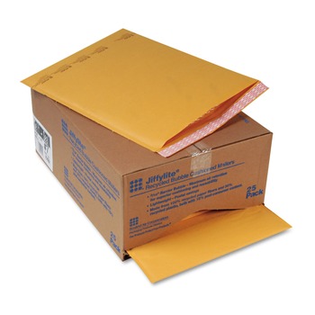 Sealed Air 10192 Jiffylite #7 Barrier Bubble Air Cell Cushion Self-Adhesive Closure Self-Seal 14.25 in. x 20 in. Bubble Mailer - Brown Kraft (25/Carton)