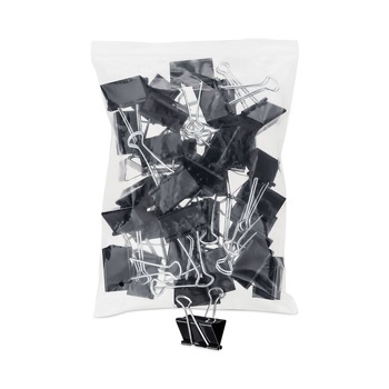 BINDING SUPPLIES | Universal UNV10220VP Binder Clips in Zip-Seal Bag - Large, Black/Silver (36/Pack)