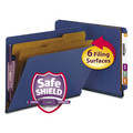 File Folders | Smead 26784 End Tab Pressboard Classification Folders with Six SafeSHIELD Fasteners - Letter, Dark Blue (10/Box) image number 1