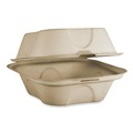 Food Trays, Containers, and Lids | World Centric TO-SC-U15B-LFP 6.5 in. x 6 in. x 3.2 in. Paper Burger Box Fiber Hinged Containers - Natural (500/Carton) image number 0