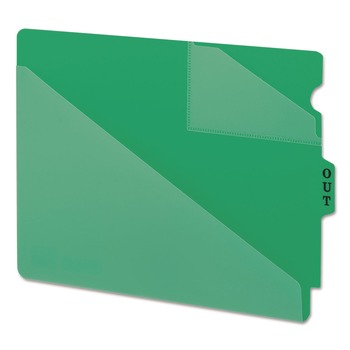 Smead 61962 8.5 in. x 11 in. 1/3-Cut End Tab Two-Pocket Poly "Out" Guides - Green (50/Box)