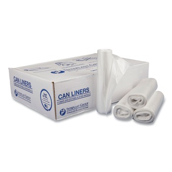 TRASH BAGS | Inteplast Group DT12GALW Draw-Tuff Institutional 28 in. x 24 in. 12 gal Drawstring Draw-Tape Can Liners - White (25 Bags/Roll, 12 Rolls/Carton)