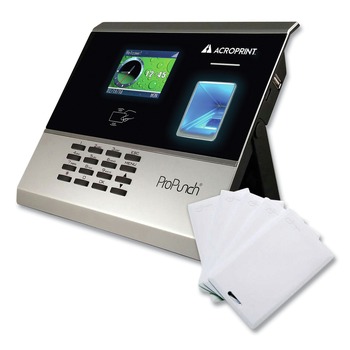 RECORDKEEPING AND FORMS | Acroprint 01-0289-200 ProPunch Biometric and Proximity Bundle for 50 Employees - Black