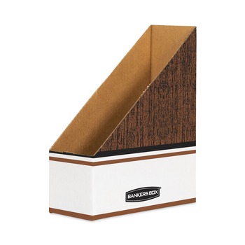 Bankers Box 07223 4 in. x 9 in. x 11.5 in. Corrugated Cardboard Magazine File - Wood Grain (12/Carton)