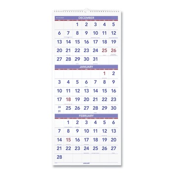 AT-A-GLANCE PM11-28 14-Month: Dec 2025 to Jan 2027 12 in. x 27 in. Vertical Orientation Deluxe 3-Month Reference Wall Calendar - White Sheets