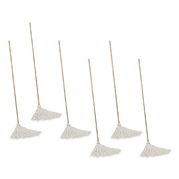 Boardwalk BWK112R 12 oz. White Rayon Head 48 in. Oak Wood Handle Deck Mops (6/Pack)