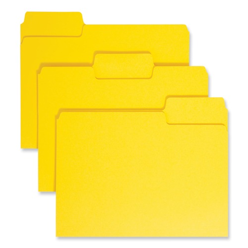 File Folders | Smead 11984 1/3-Cut Tabs Assorted Letter Size 0.75 in. Expansion SuperTab Colored File Folders - Yellow (100/Box) image number 0