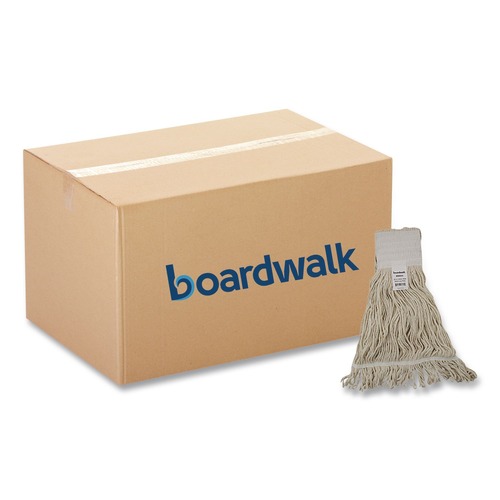  | Boardwalk BWK524C 24 oz. Pro Loop Web/Tailband Premium Saddleback Cotton Mop Head - White (12/Carton) image number 0