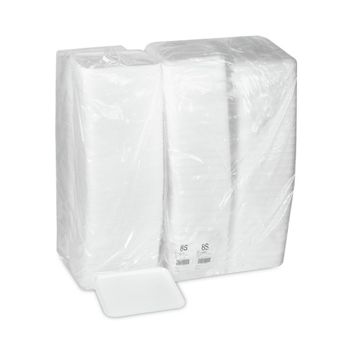 Food Trays, Containers, and Lids | Pactiv Corp. 0TF108S00000 10 in. x 8 in. x 0.65 in. #8S Foam Supermarket Tray - White (500/Carton) image number 0