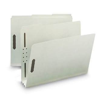 Smead 15005 3 in. Expansion 2 Fasteners Letter Size Recycled Pressboard Fastener Folders - Gray-Green Exterior (25/Box)