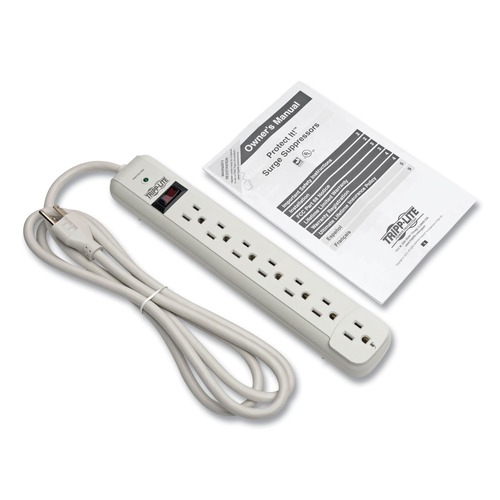 Surge Protectors | Tripp Lite STRIKER 7 AC Outlets 6 ft. Cord 1080 J Protect It! Surge Protector - Light Gray image number 0