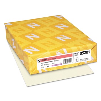OFFICE AND OFFICE SUPPLIES | Neenah Paper 05201 8.5 in. x 11 in. 24 lbs. Bond Weight CLASSIC Linen Stationery - Classic Natural White (500/Ream)