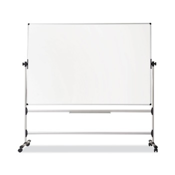 MasterVision RQR0221 Silver Easy Clean 36 in. x 48 in. Steel Frame Mobile Revolver Earth Dry Erase Board - White/Silver