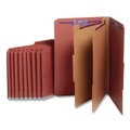 File Folders | Smead 19075 Six SafeSHIELD Fasteners 2/5-Cut Tabs 2 Dividers Legal Size Pressboard Classification Folders - Red (10/Box) image number 0