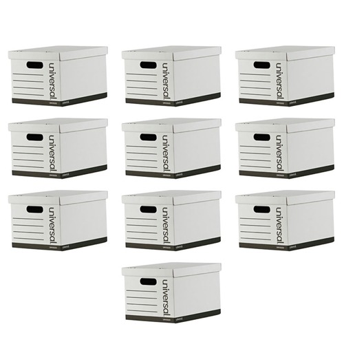 Storage Bins & Lids | Universal 9523001 12 in. x 15 in. x 10 in. Letter/Legal Files Basic-Duty Economy Record Storage Boxes - White (10/Carton) image number 0