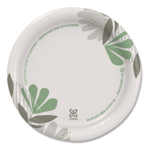  | Dixie UX7WS Pathways Soak-Proof Shield WiseSize 6.88 in. Paper Plates - Green/Burgundy (500/Carton) image number 0
