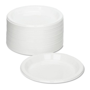  | Tablemate 9644WH 9 in. Diameter Plates Plastic Dinnerware - White (500/Carton)