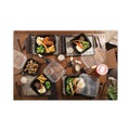 Food Trays, Containers, and Lids | Pactiv Corp. DC757100B000 28 oz 7.5 x 7.5 x 3 EarthChoice Vented Dual Color Microwavable Plastic Hinged Lid Container - Black/Clear (150/Carton) image number 5