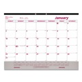 Bulletin Boards | Brownline C1731V 22 x 17 Monthly Desk Pad Calendar - White/Burgundy Sheets/Black Binding/Clear Corners image number 0
