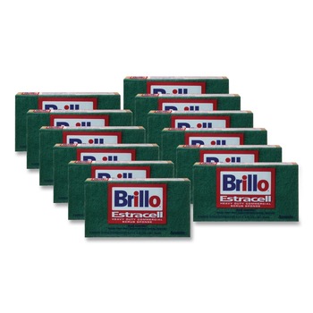 Brillo 21006 3.5 in. x 6.12 in. Commercial Heavy-Duty Scrub Sponge - Orange/Green (12/Carton)