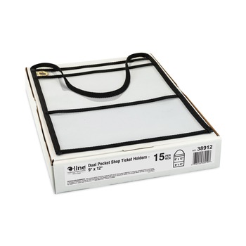 C-Line 38912 150 Sheet Capacity 2-Pocket 9 in. x 12 in. Shop Ticket Holder with Strap - Black (15/Box)